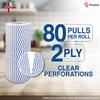 Tri-Activ Washable Reusable Kitchen Towel Roll Pack Of 2 With 80 Sheets Highly Absorbent Durable Non Woven Fabric Eco Friendly Alternative Blue