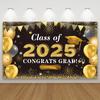 Graduation Decorations Congrats Grad Class of 2026 Backdrop - Green and Gold Grad Banner Background Photo Props Hanging Decorations for Indoor