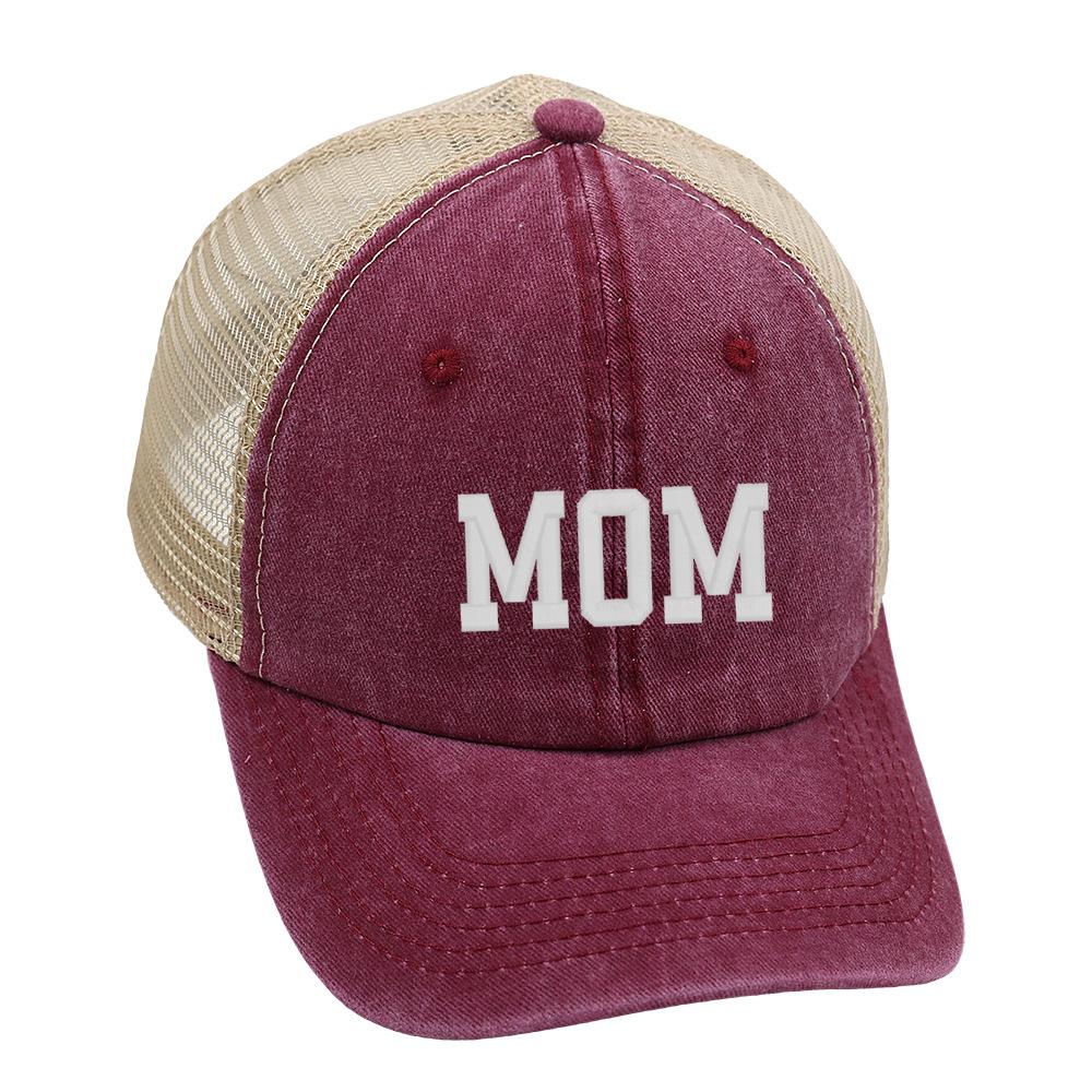 Adjustable DAD MOM Baseball Hats Hip-hop Sunscreen Mesh Hats Washed Distressed Faded Cap Man Women