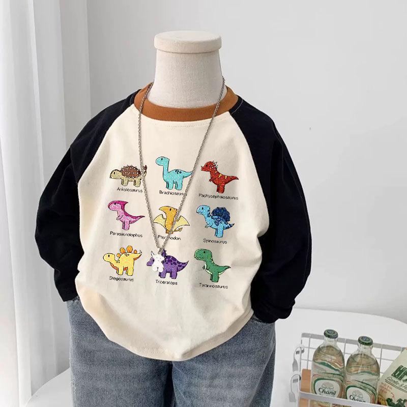 Kids Cartoon Print Raglan Sleeve Long Sleeve T Shirt Boys Girls Casual Spring Autumn Basic Top 80