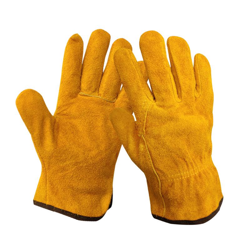 High-Temperature Resistant Cowhide Welding Gloves - Soft, Wear-Resistant, and Anti-Scald Protection for Welders.