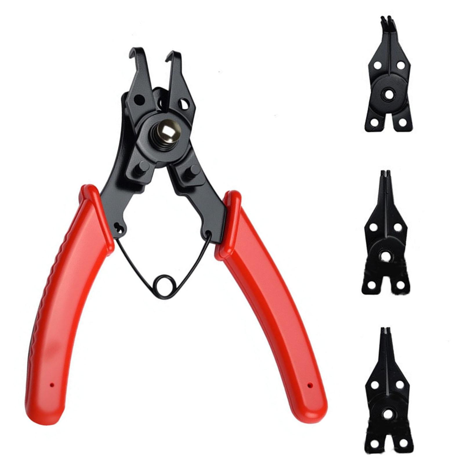 

4 In 1 Heavy Duty Snap Ring Pliers Anti-Slip Steel Snapper Clamp Set C Clip Circlip Lock Ring Removal Tool for Narrow Space красный