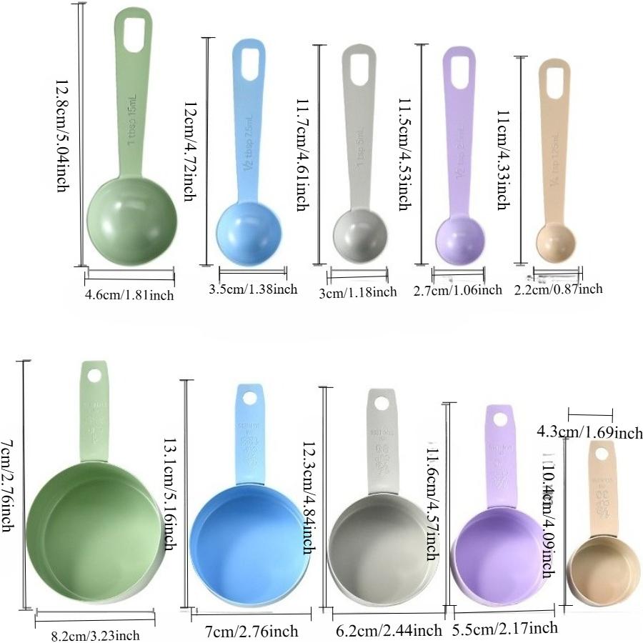 10pcs color stainless steel measuring cup measuring spoon set of 10-piece baking spoon baking tools