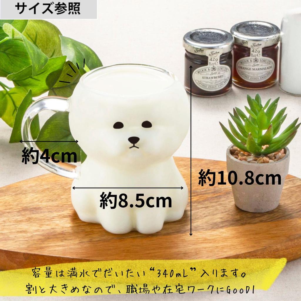 San Art Cute Bichon Frise Juice Glass Birthday Dog Party SAN4997 "Wankole" Tableware Mug, 13x11cm, 380mL, Animal-themed Tableware, Gift, Merchandise,