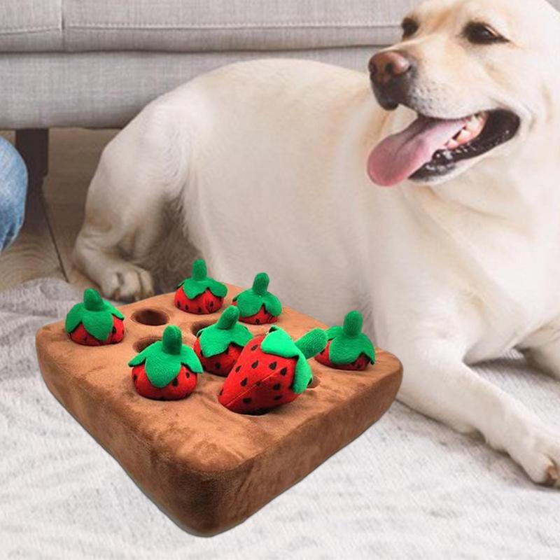 Erdbeer-Stofftier-Hundespielzeug Verstecken Hundestofftier Erdbeerenspielzeug Matten 12 Erdbeeren Quietschende Erdbeeren Bauernhof-Hundespielzeug Erdbeere