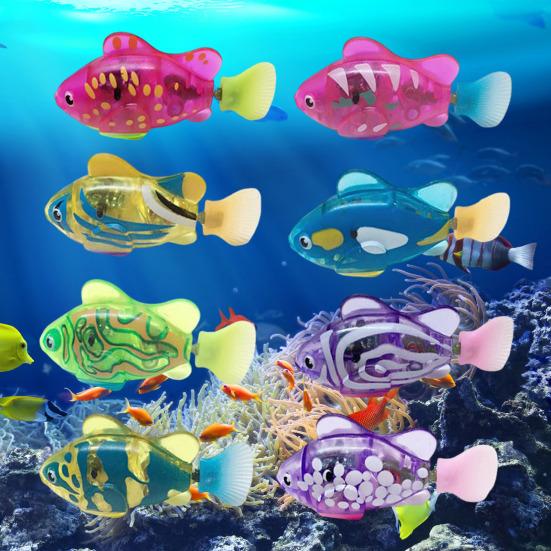 Electric Swimming Fish Toy with Realistic Motion & Sound Waterproof LED Light Fish Interactive Pool Toy for Pet Cat Play