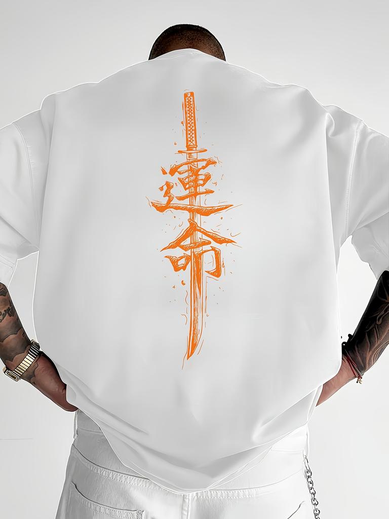 Japanese Samurai Sword Print 100 Cotton Trend Men Women Tshirt Summer Autumn Daily Outdoor Sports Party Casual Short Sleeve