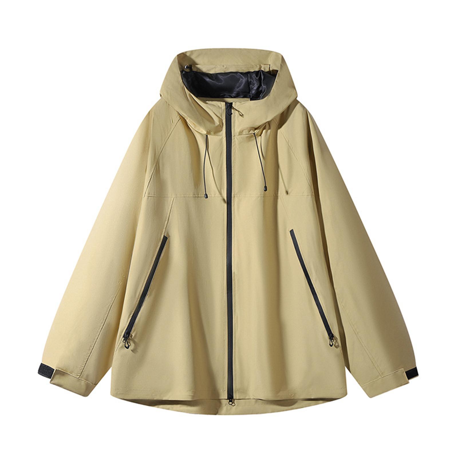 

Женский однотонный худи с длинным рукавом для улицы, ветрозащитная и водонепроницаемая тонкая куртка XL жёлтый