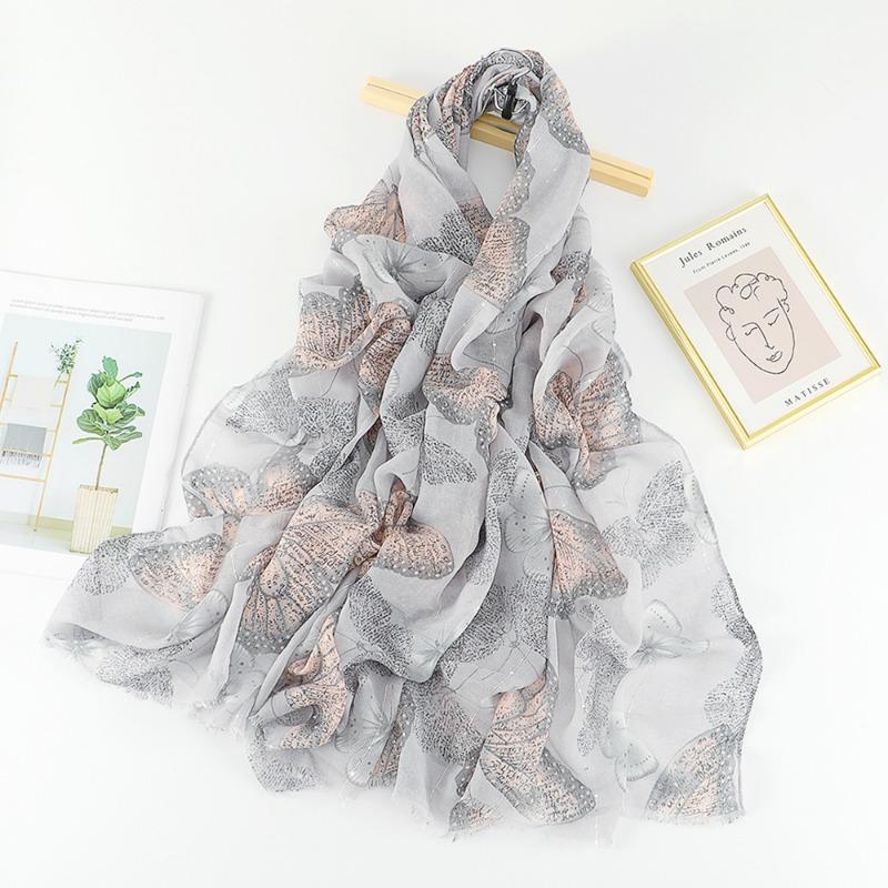 Autumn and winter small fresh rendering ink painting butterfly printing warm shawl, travel beach towel cotton and linen feel scarf