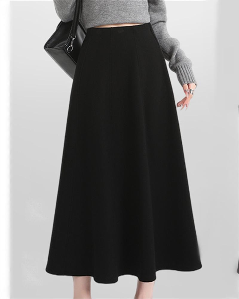 Plus Size Women's Elastic Wool A-line Winter Skirt 1407#