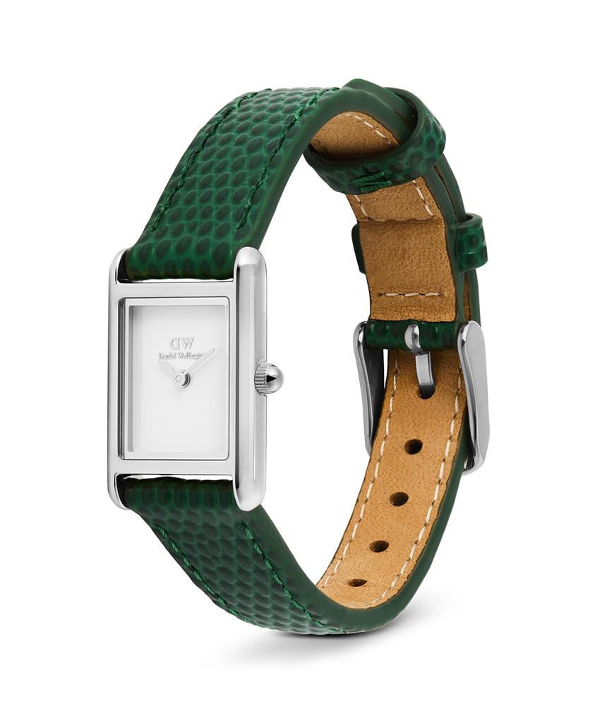 Danielwellingteon Bound Mini Green Lizard Silver Embossed Pattern Daily Watch