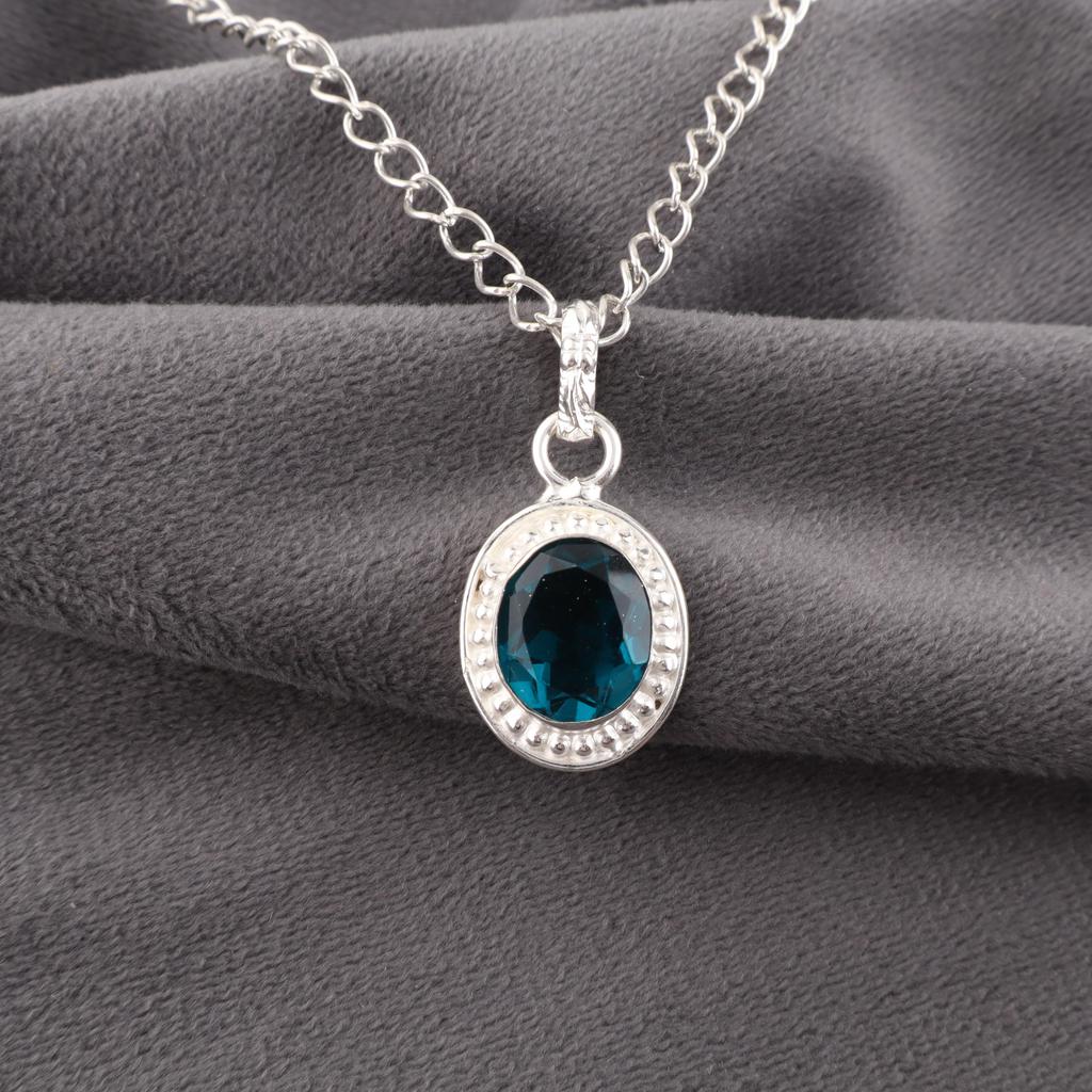 Apatite Bijoux en Argent Fait Main, Pendentif en Argent Sterling 925, Bijoux de Pierre Précieuse Magnifiques Faits Main, Pendentif Apatite Pour Elle