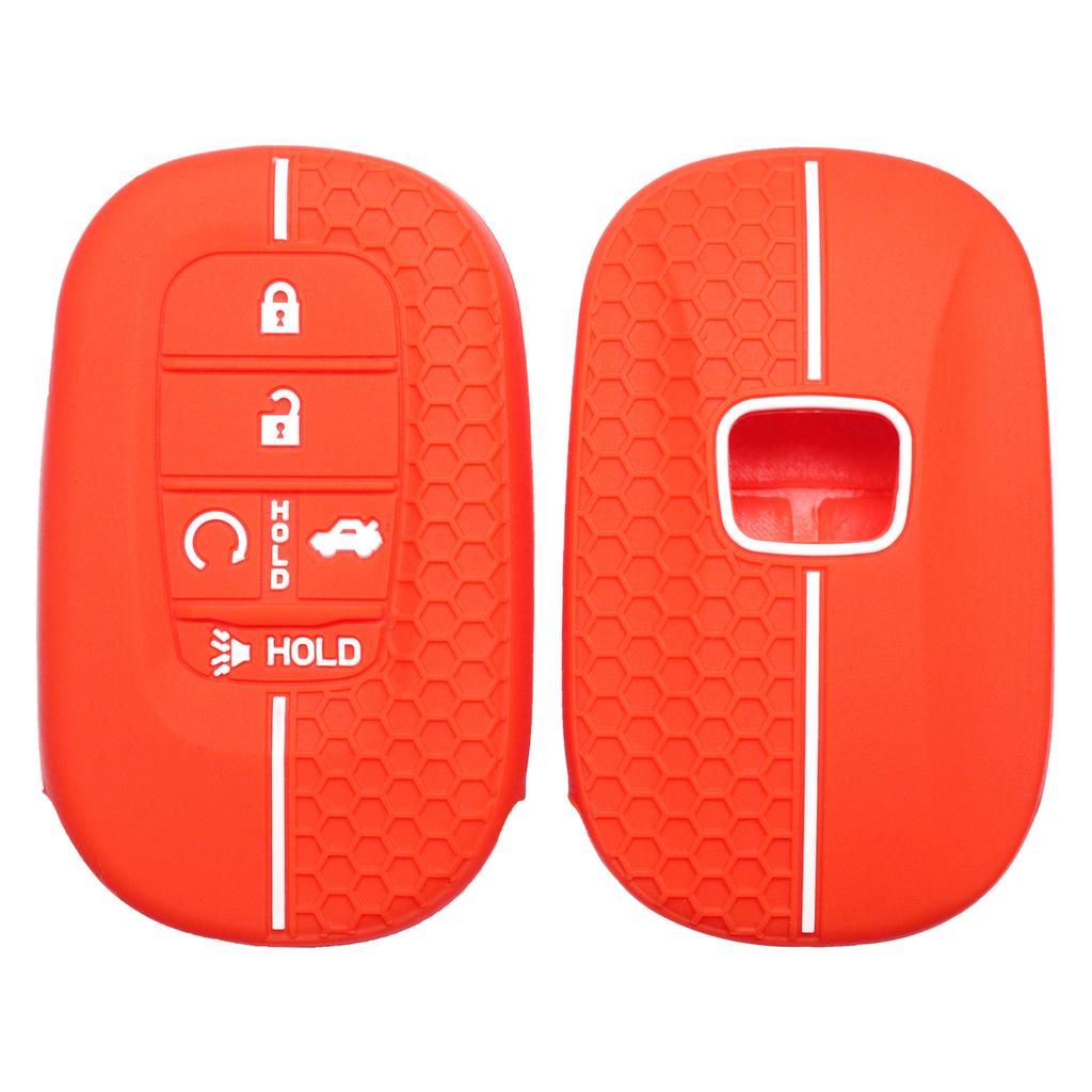 Silicone Key Fob Cover Compatible With - Honda Accord Civic Hr-V Cr-V Pilot Sport Si Ex Ex-L Touring 5 Buttons Car Key