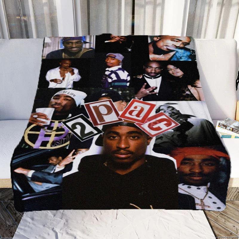 Tupac Shakur Printed Throw Blanket Super Soft Flannel Comfortable Sofa Blanket Fashionable Bed Sheet for Mattress