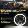 7 Inch Round LED Car Motorcycle Headlight 40W 60W Hi/Low Beam White(Amber) DRL Halo Ring Angle Eyes for Wrangler for Suzuki