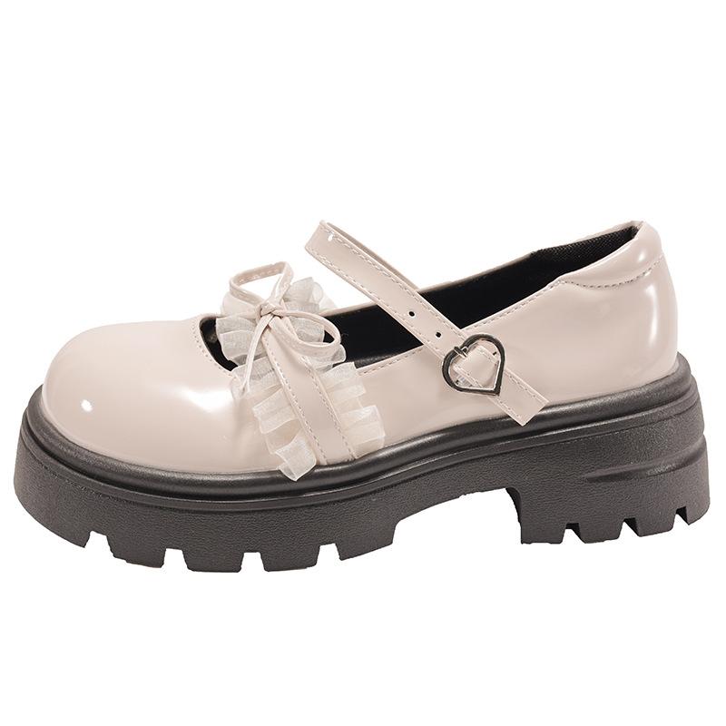 Schwarze Retro-Plateau-Lederschuhe im britischen Stil für Damen, 2025 neu, Herbst, zum Rock, weiche Sohle, erhöhend, Mary Jane-Schuhe