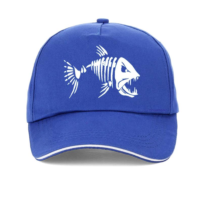 Unisex Outdoor Fishing Cap Fishing Hat Baseball Golf Hunting Cap with Cartoon Fish Bones Snapback Hat