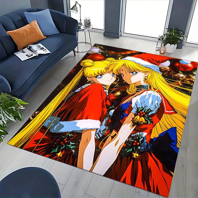 1pc Sailor Moon Christmas Edition Chair Mat - Anime Cartoon Design, Non-Slip Carpet for Office and Home Decor, Suitable for All Seasons.O056