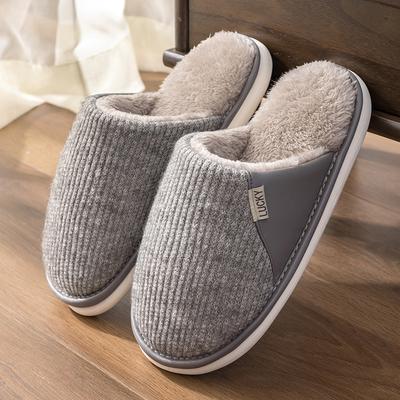 Cotton Slippers for Men In Winter, Indoor Home Warmth, Household Use with Added Velvet and Fur Slippers for Winter