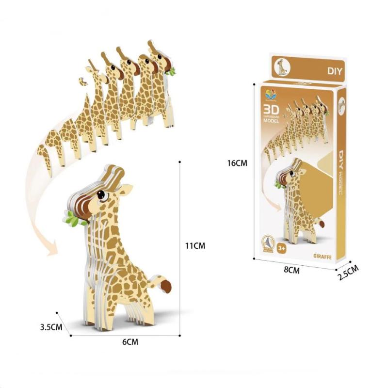 1 Set Kinder Lernspielzeug Montessori Lustiges DIY Manuelle Montage Dreidimensionales Modell Tier 3D Papierpuzzle Spielzeug für Jungen Mädchen