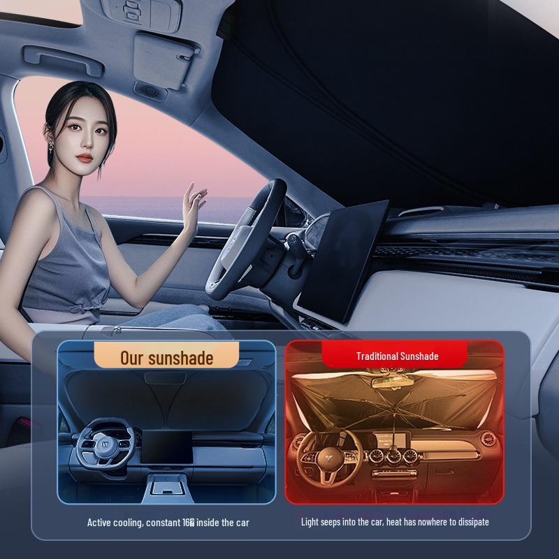 Summer Titanium Silver Sunshade: Windshield Heat Protection & Cooling Cover