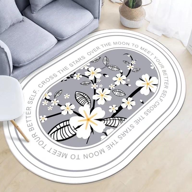 Oval Crystal Velvet Carpet for Living Room, Bedroom, and Coffee Table