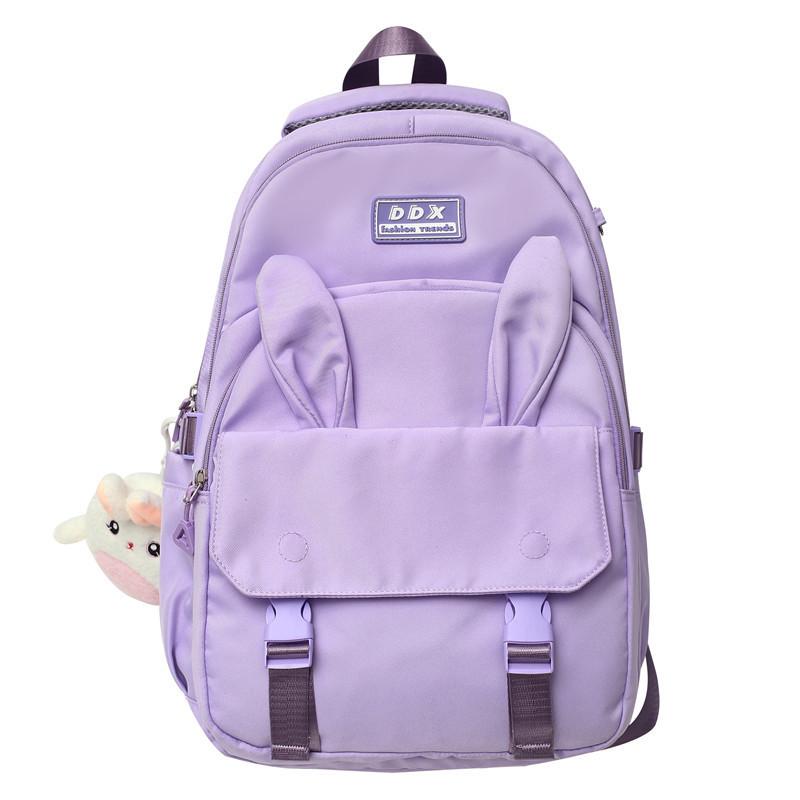 

New Oxford cloth schoolbag female junior high school student rabbit ears high value sweet ins college style middle school student backpack Single Pack фиолетовый