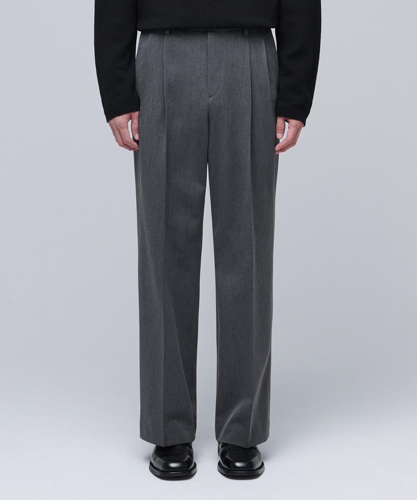 Musinsa Standard Heavyweight Fleece-Lined Real Wide Hidden Elastic Waist Slacks [Medium Gray]