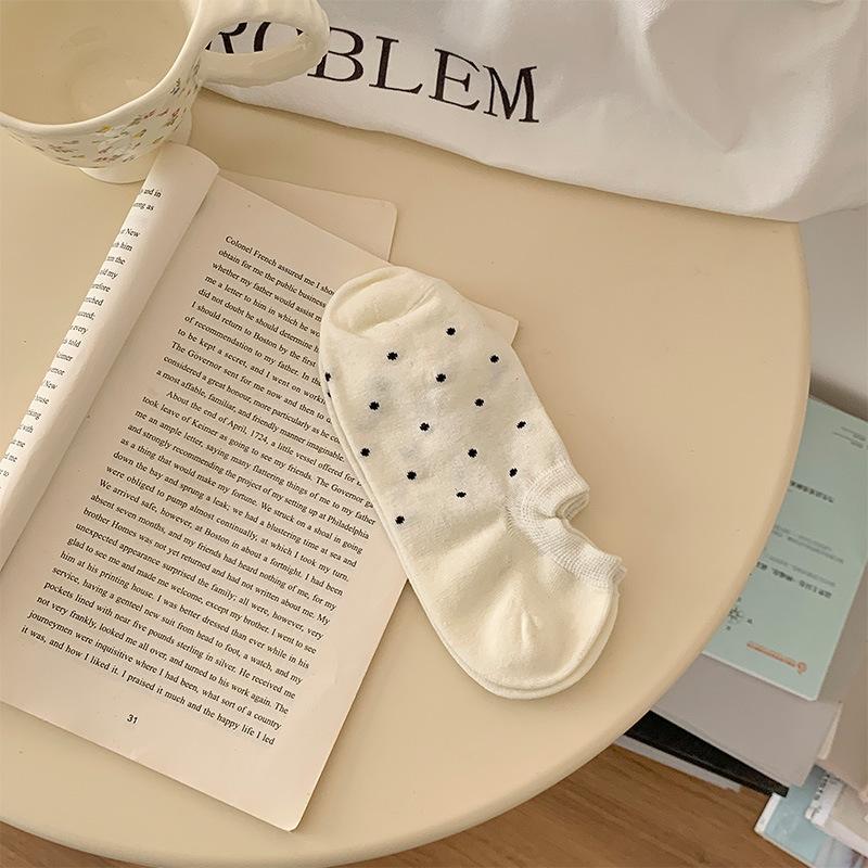 Polka Dot Socks, Women's Invisible Boat Socks, Spring and Summer Thin, Low-top, Shallow, Non-falling Heel Short Stockings