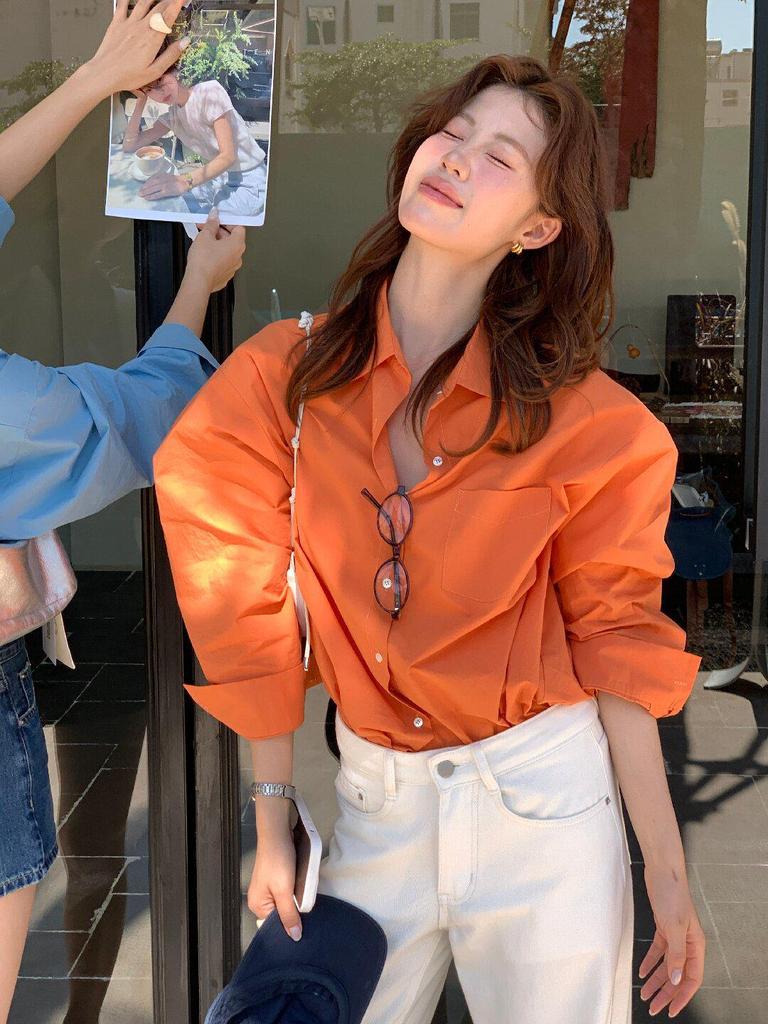 Limon Lemon Green Tea Loose Shirt - Women’s Spring 2026 High-End Long Sleeve Top