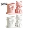 Cat Pen Holder, Cute Kitty Desk Organizer with Pens, Pencils, Makeup Brushes, 3D Printed Cat Sculpture for Home Office Desk Decor