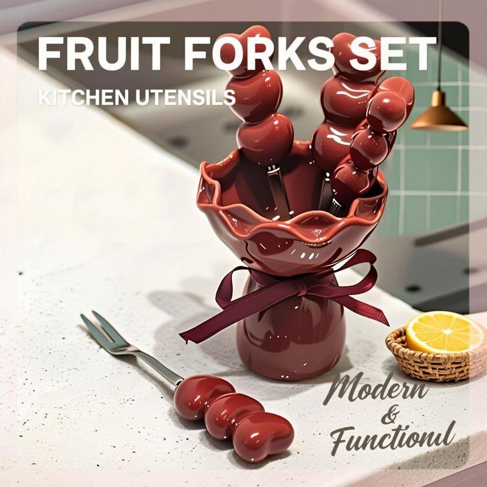 INS Dessert Forks with Storage Jar Bouquet Shape Fruit Receipt Jar  Party Supplies