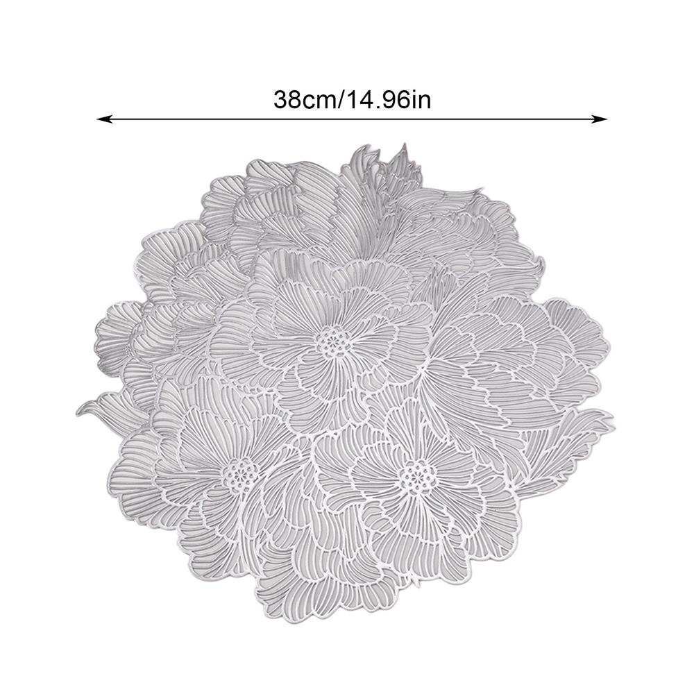 Placemat Elegant Tablemat Flower Shape Placemats PVC Waterproof Place Mat for Kitchen Dining Table Holiday Wedding Party
