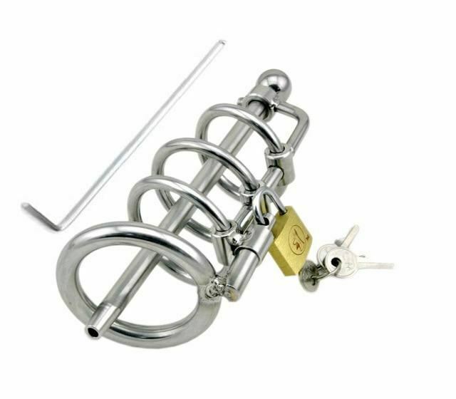 Stainless Steel Cage Urethral Sound Metal Ring Plug & Ball Toys