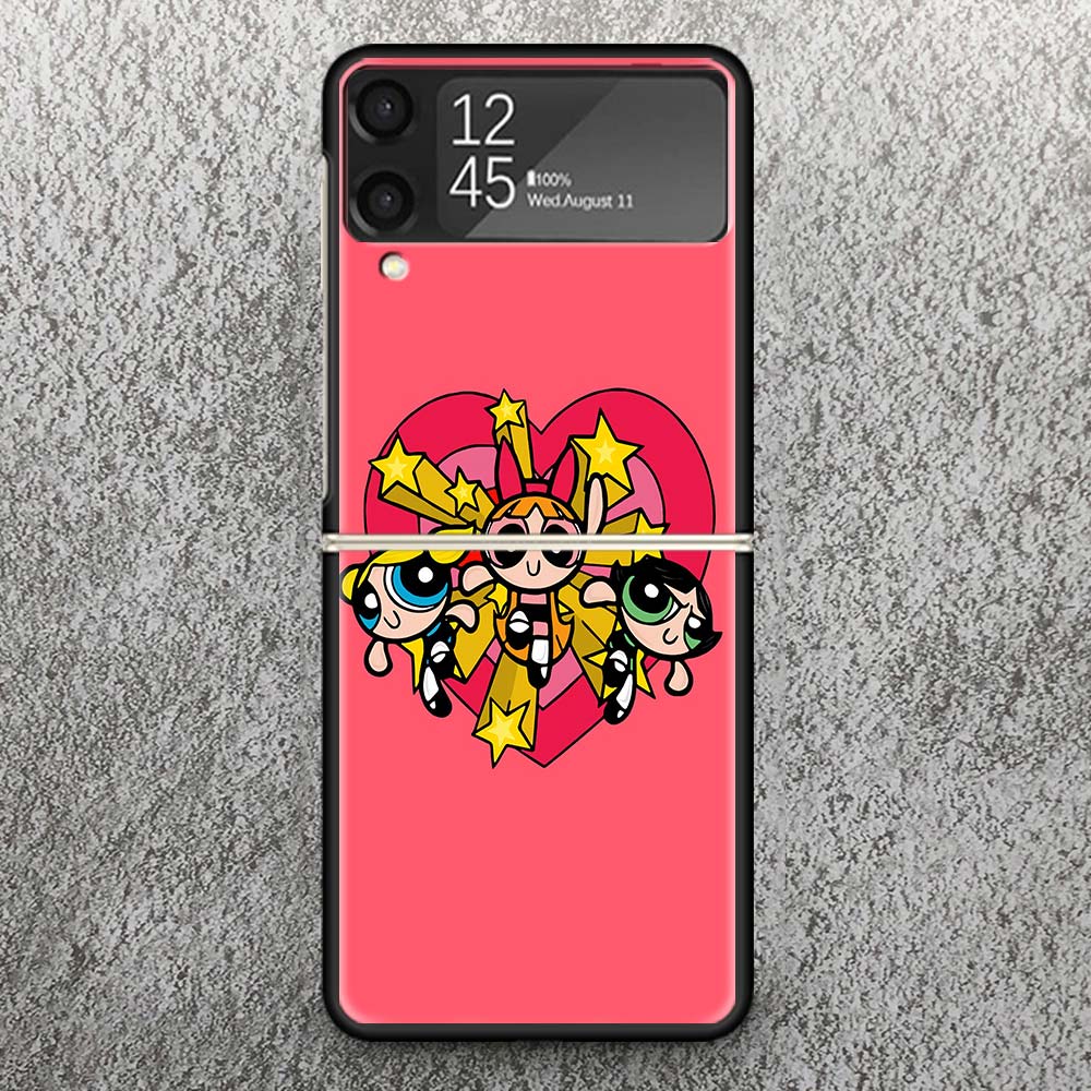 

Cartoon P-Powerpuff-Girls Print Case For Samsung Galaxy Z Flip 3 4 5 6 7 5G Phone Shell Flip7 Flip6 Flip5 Flip4 Flip3 Pattern Co Samsung Z Flip 4