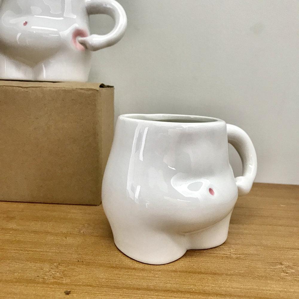 Kawaii Ceramic Coffee Mug Cute Pinch Belly Porcelain Cup Creative Funny Drinking Mug for Breakfast Milk Water