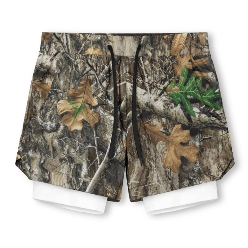 Herren 2-in-1 Kompressionsshorts Elastischer Bund Mit Handytasche Fitnessbekleidung