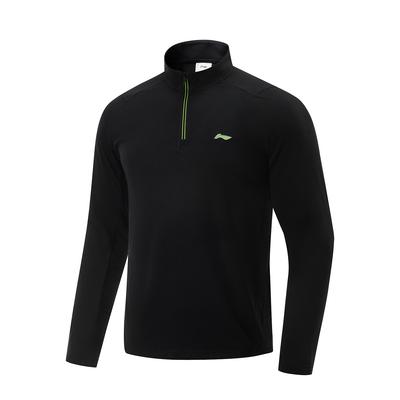 Li Ning Table Tennis Series Comfortable Casual Simple Brand Logo Printed Stand Collar Pullover Fleece Sweatshirt Unisex Sweatshirt Black ATLV071-1