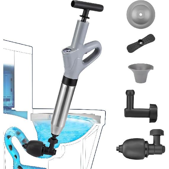 Toilet Plunge Blaster, High Pressure Toilet Plunger, High-Pressure Air Drain Blaster Plunge Blaster Multi-drain Unclogger for Toilets, Bathroom