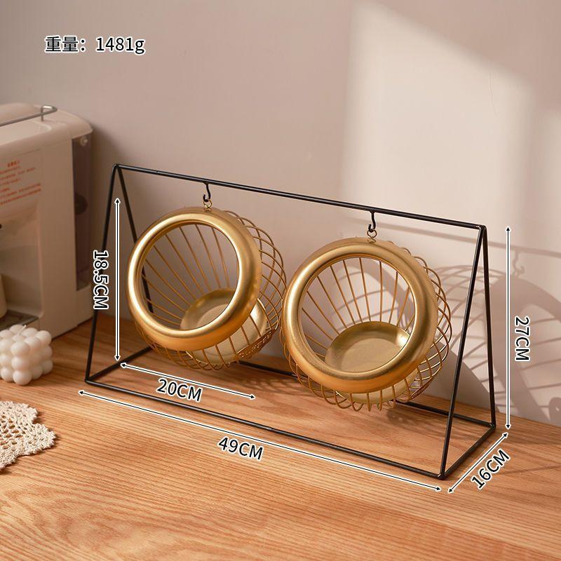 Wrought iron fruit basket can be hung shelf living room coffee table snack storage basket tabletop swing storage tray