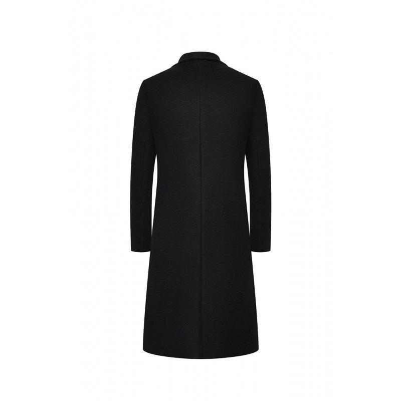 Men's Mid-Length Woolen Coat: Solid Color Single-Breasted Trench for Autumn/Winter