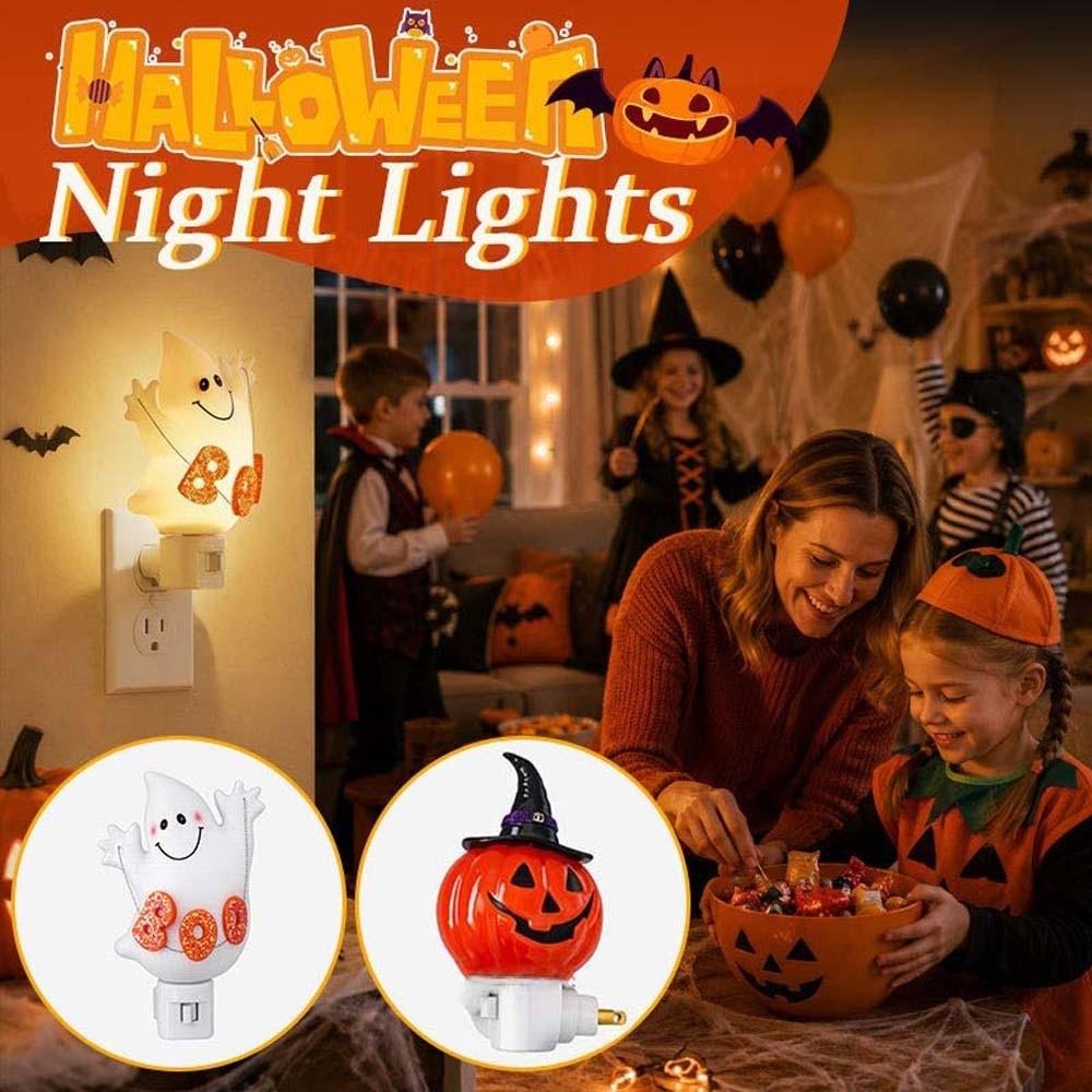 Resin Made Resin Ghost Lamp Wall Plug Pumpkin Wall Light Plug In Nightlight Staircase Walkway