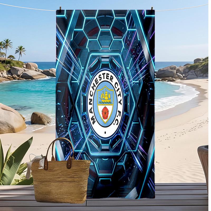 Πετσέτα Παραλίας Manchester City Με Σχέδιο Γρήγορου Στεγνώματος Μαλακή Πετσέτα Φορητό Μεγάλο Ορθογώνιο Κάλυμμα Παραλίας για Ταξίδι Πισίνα