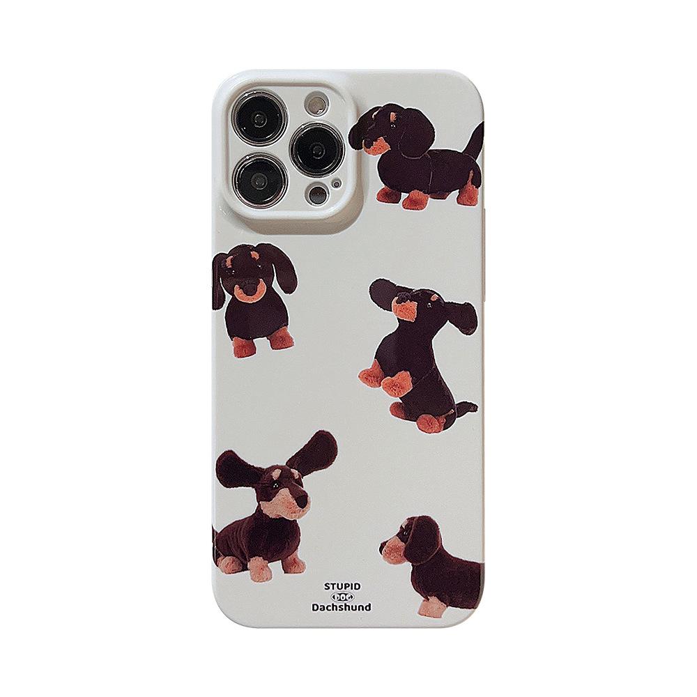 Internet Celebrity Style Cream Dachshund for IPhone16 for Apple 17pro Max Mobile Phone Case 11 Film Case 15/X8