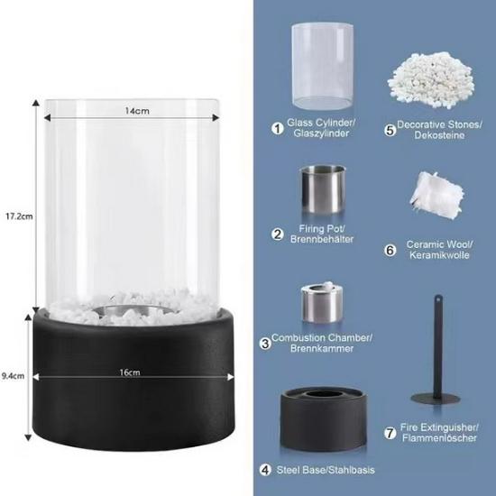 Round Stainless Steel Portable Desktop Alcohol Fireplace - Indoor/Outdoor Use