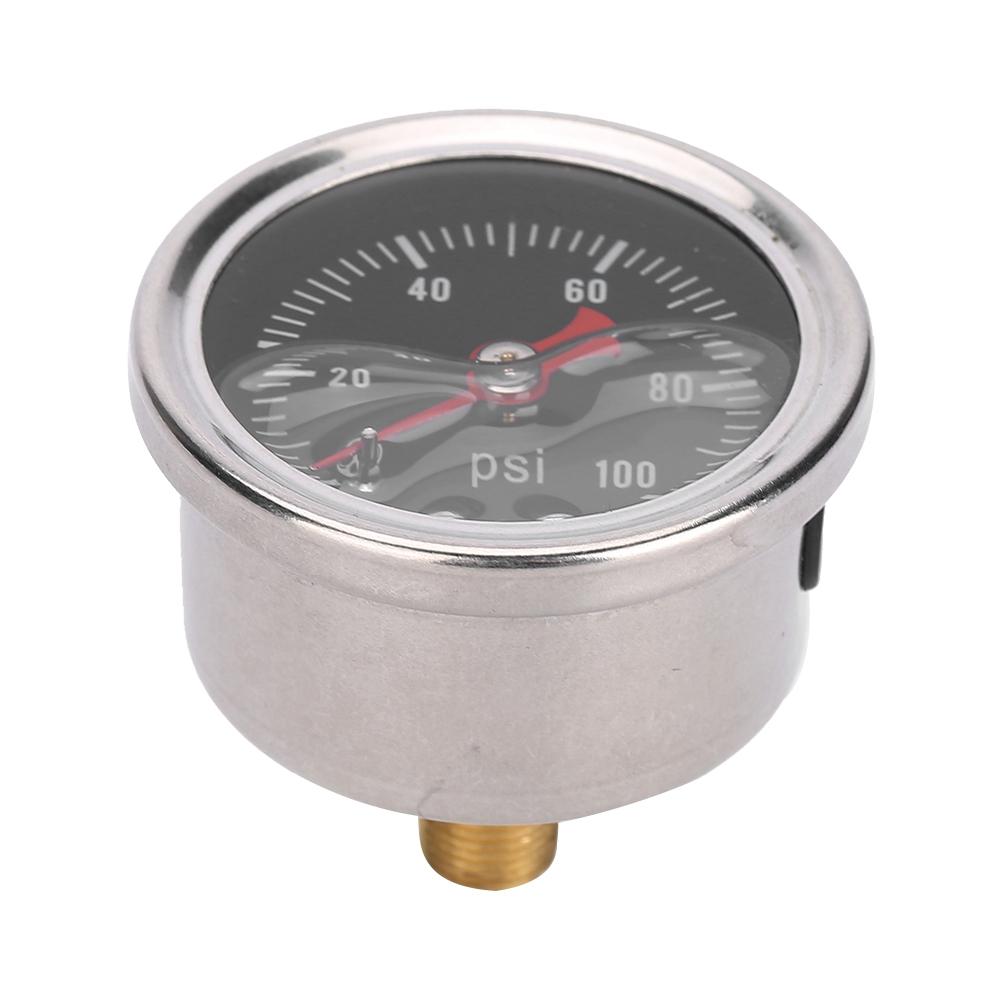 0 100 PSI Bar Universal Car Fuel Pressure Regulator Gauge Liquid Fill Fuel Oil Meter
