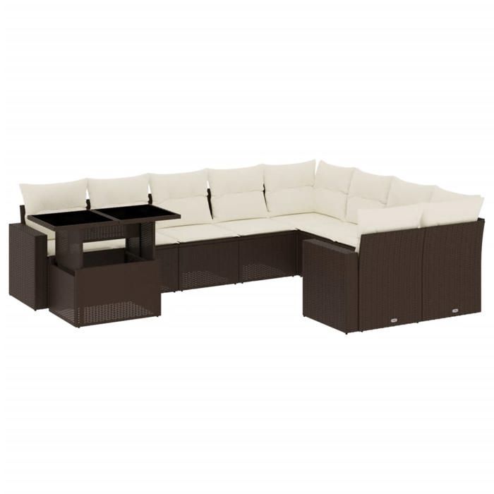 VidaXL Garden Lounge Set 10 Pcs with Brown Cushions Wicker 3267513