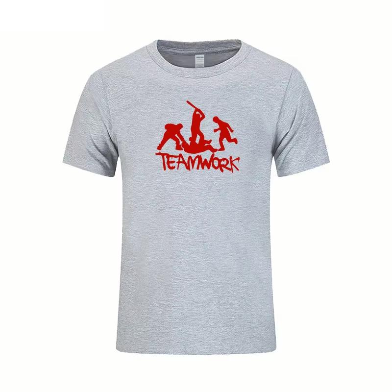 Teamwork Group Fights Funny Print T Shirt Unisex Summer Fashion Short Sleev Tshirts Humor Birthday Gift Tees Top Unisex Fashion