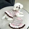 Striped Pet Dress Summer Spring Autumn Clothes Anti Hair Loss Outfit for Cats Teddy Bichon Yorkshire Small Dogs