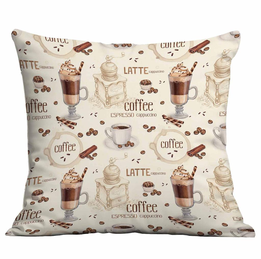 New Coffee Bean Creative Pillow Case Double-sided Printed Home Cafe Cushion Decoration